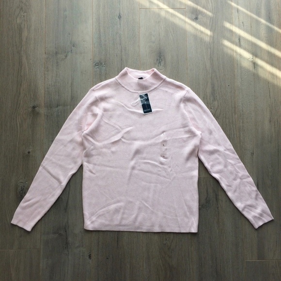 Karen Scott Cotton Ribbed Mock Neck Sweater Blush - Picture 2 of 5